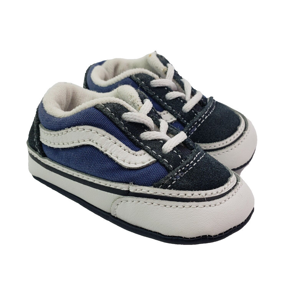 Vans Youth Size 2 Blue Black Classic Stripe Lace Up Shoes